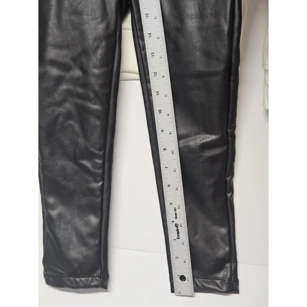 DKNY Girls Size 5 2 Pc Outfit, Sparkling Stone Like Hoodie,‎ Leather Like Pants